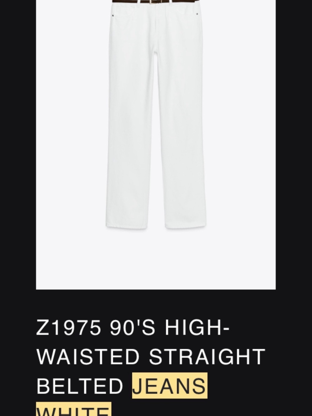 Zara 90's High-Waisted Straight Jeans in White